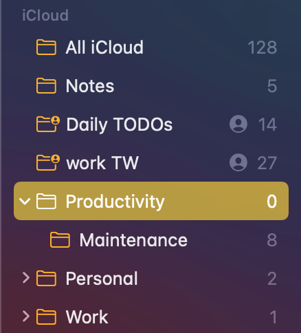 Apple Notes organization